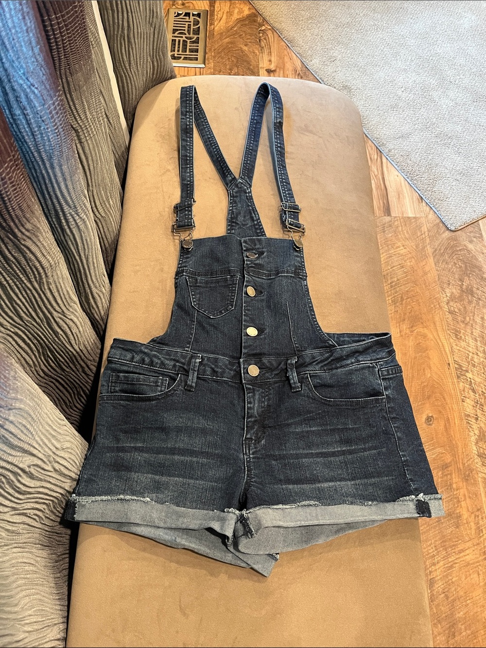 YMI Wash Denim Short Overalls